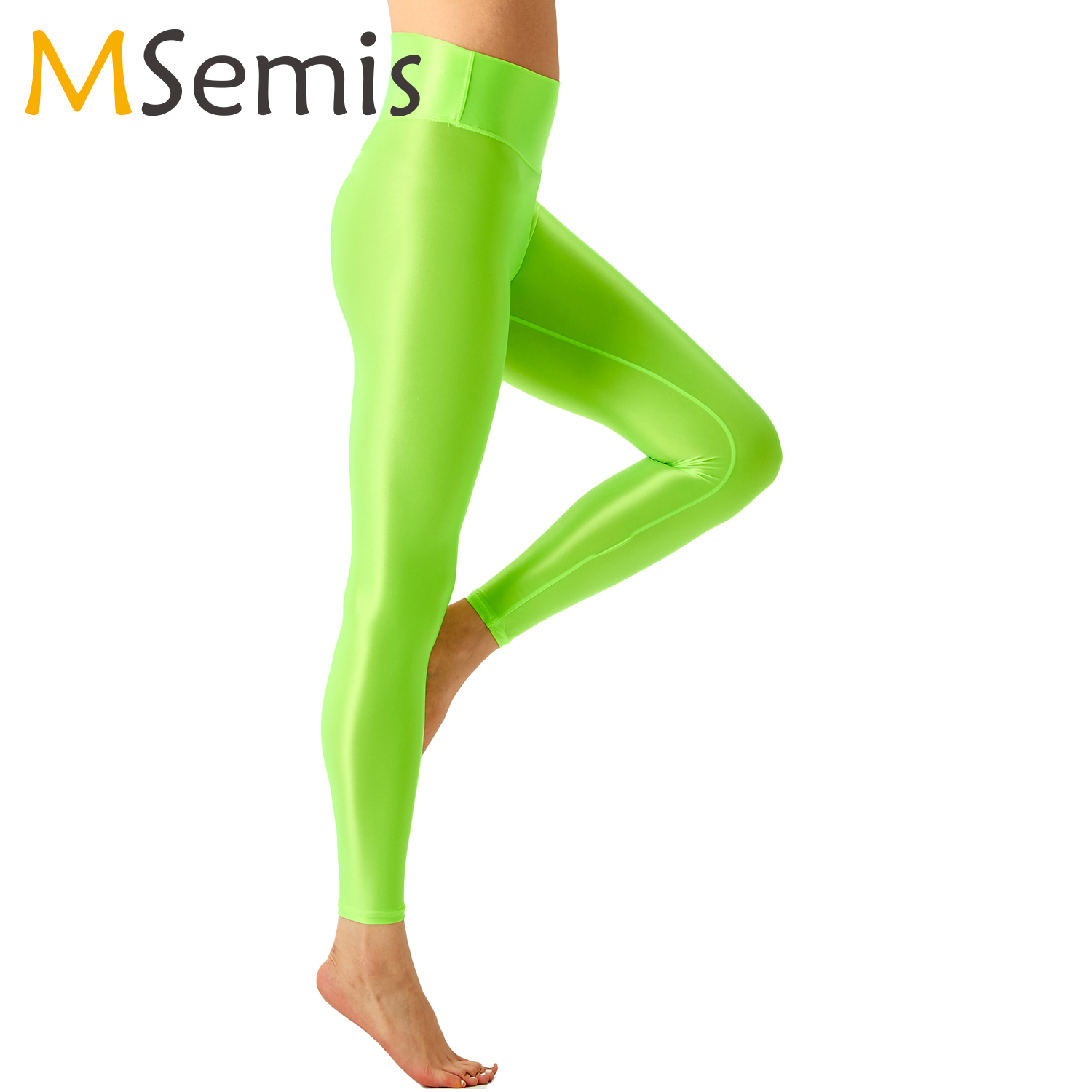 Pilates In Yoga Pants - 女性用の伸縮性ウエストバンド,光沢のあるバレエパンツ