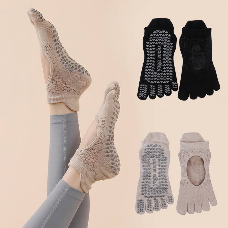 Pilates Yoga Grip Socks - 女性のための5本指のつま先の滑り止めソックス,ジム,ダンス,フィットネス用の速乾性ソックス