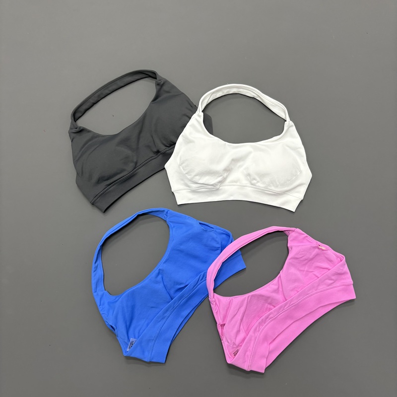 Pilates Yoga Wrap Top - HISTELLO シームレス ホルターネック スポーツブラ 女性用 オープンバック