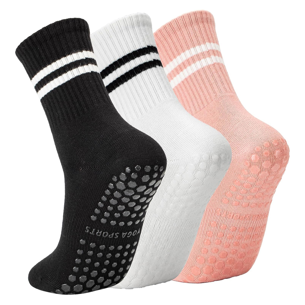 Pilates Yoga Grip Socks - 女性用グリップ付きヨガピラティスソックス、滑り止めグリップコットンソックス、バレ、バレエ、ダンス、トレーニング用