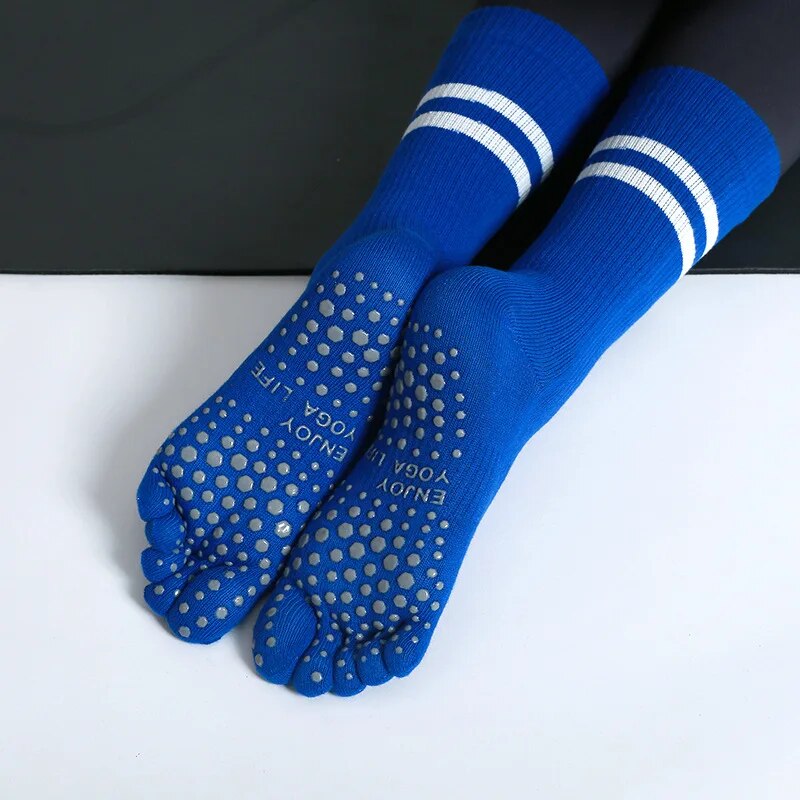 Pilates Yoga Grip Socks - ハーフチューブヨガソックス,通気性,滑り止め,5本の指,スポーツ,綿,フィットネス,ダンス,バレエ,屋内,床
