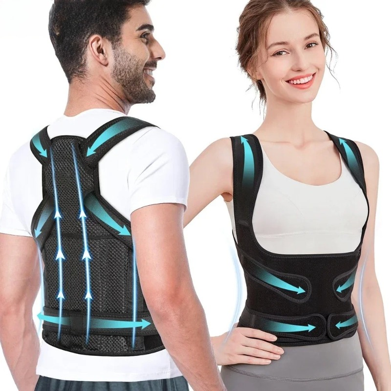 Posture Pole Corrector - 男性と女性のための背筋矯正ベルト、上部、下部、首、肩、脊椎の痛み、側弯症のための完全な背中サポート - 背筋矯正ベルト