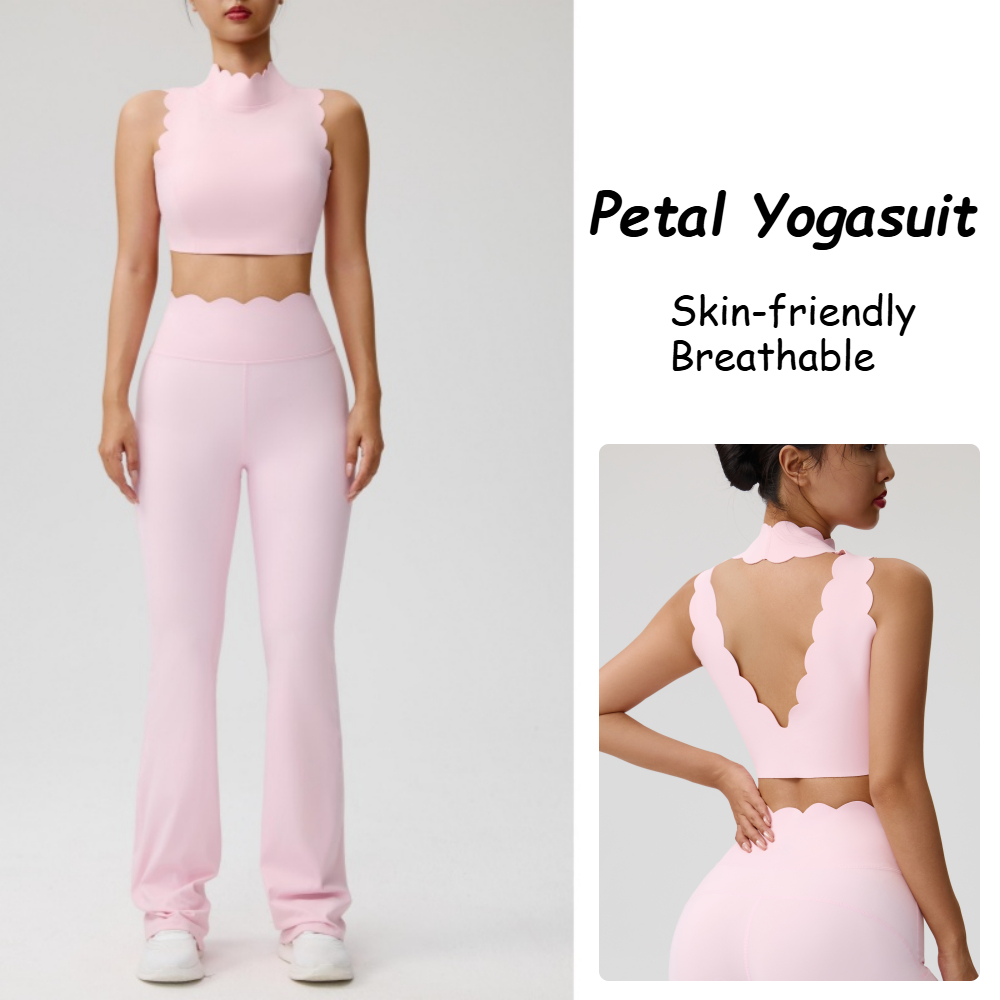 Pilates In Yoga Pants - 女性用ヨガセット 耐衝撃ブラ＆ハイウエストヒップアップフレアパンツ ランニング ワークアウト ピラティススーツ ジムトレーニングウェア