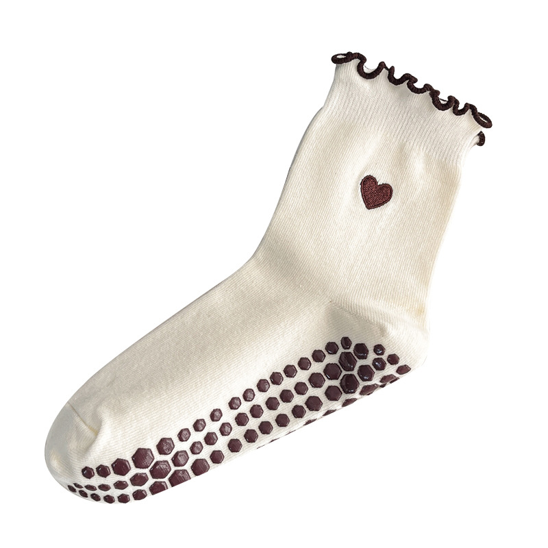 ヨガソックス レディース コットン ハート刺繍 レタスエッジ - Pilates Yoga Grip Socks のレビューと価格