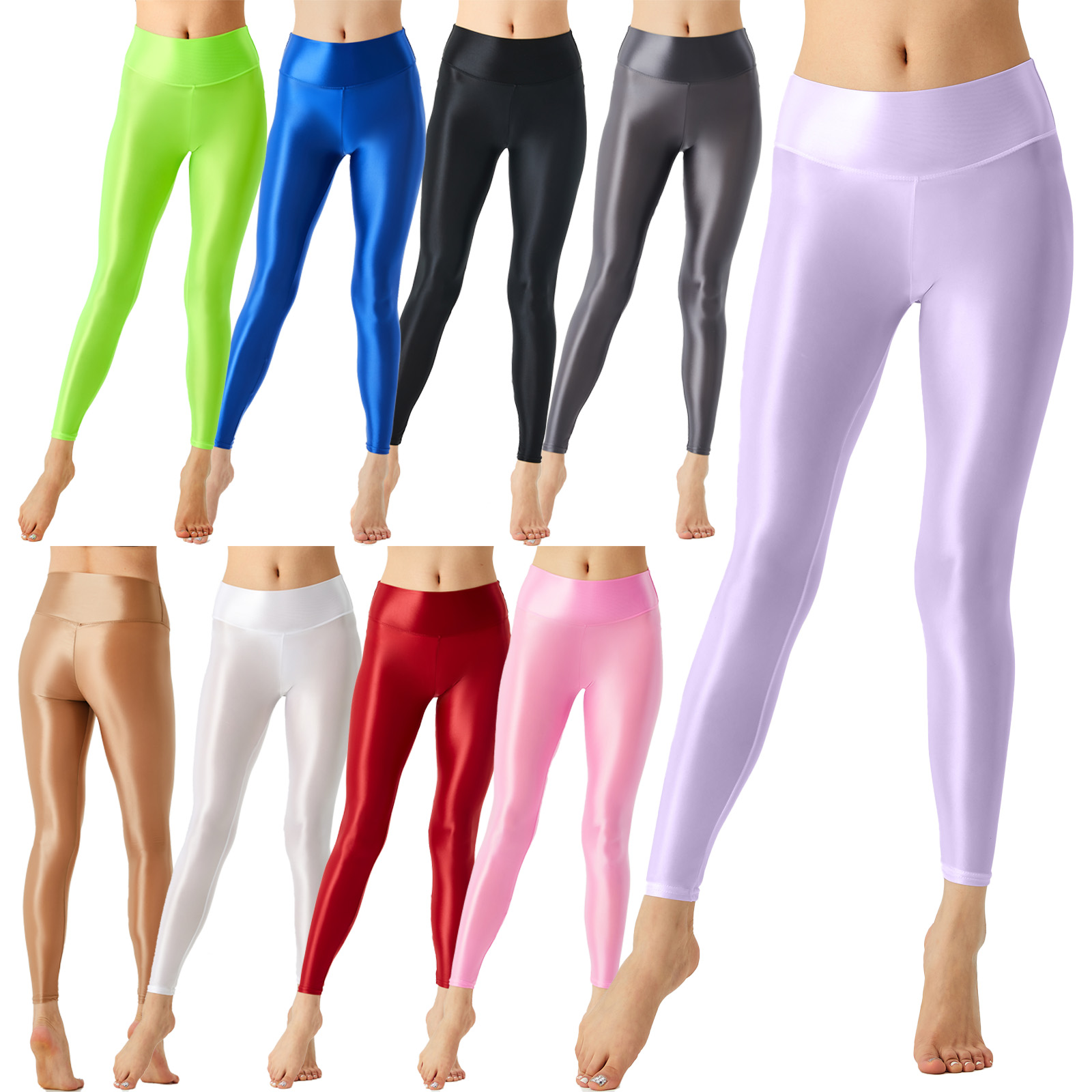 女性用の伸縮性ウエストバンド,光沢のあるバレエパンツ - Pilates In Yoga Pants のレビューと価格