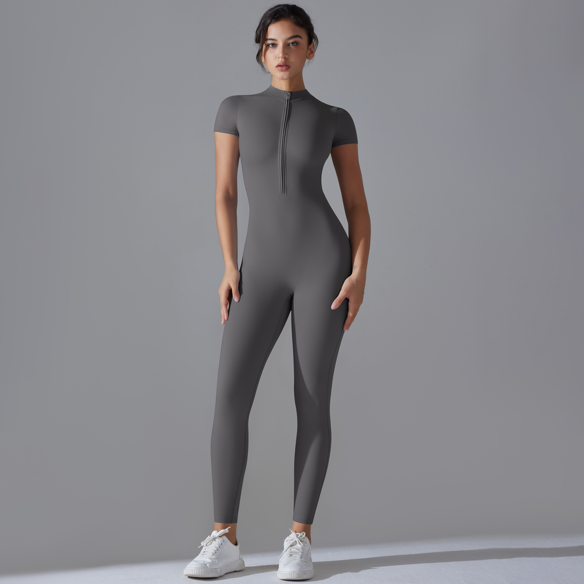 ヨガセット女性のジャンプスーツワンピーススーツジッパー半袖ジ - Pilates Yoga Gear のレビューと価格