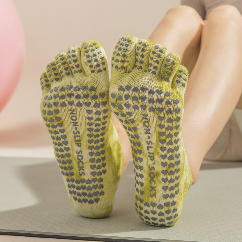 タイダイ柄の女性用5本指グリップソックス、ヨガ、ピラティス、 - Pilates Yoga Grip Socks のレビューと価格