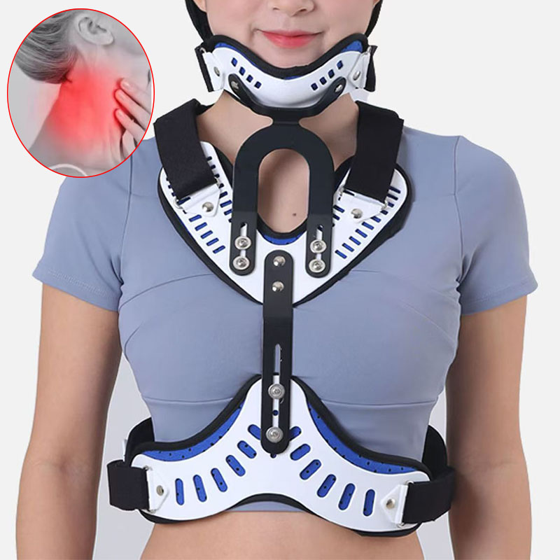 調整可能な頸椎カラー脊椎胸部装具、頭胸部ネック固定ブレース、 - Posture Pole Corrector のレビューと価格