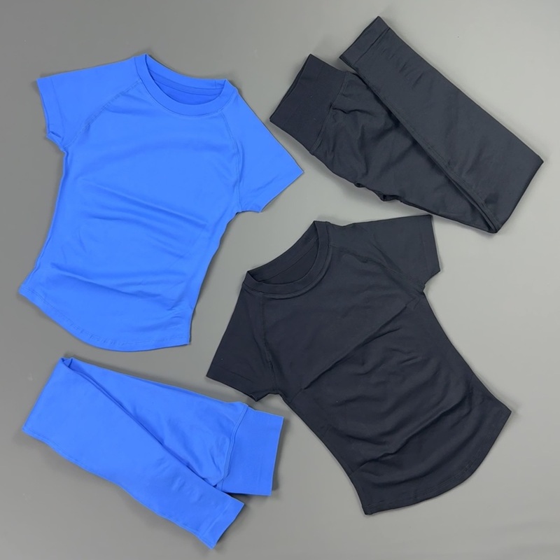 2 ピースジムセット女性ラグラン半袖スポーツトップハイウエス - Pilates In Yoga Pants のレビューと価格