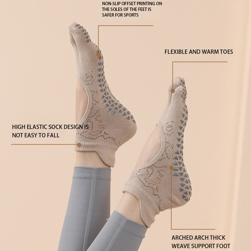 女性のための5本指のつま先の滑り止めソックス,ジム,ダンス, - Pilates Yoga Grip Socks のレビューと価格