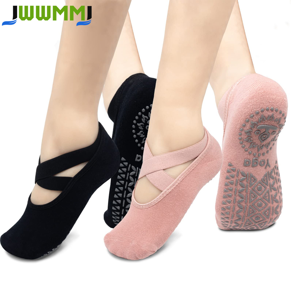 女性用ヨガソックス1組、滑り止めグリップとストラップ付き、ピ - Pilates Yoga Grip Socks のレビューと価格