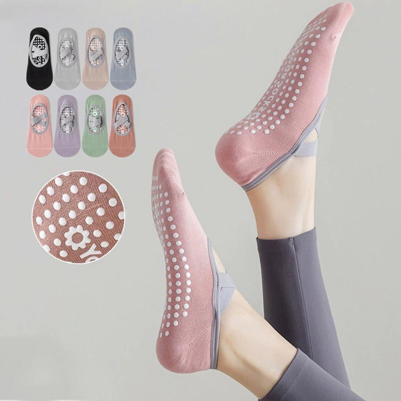 通気性タオル底ヨガソックス女性シリコーンノンスリップ包帯ピラ - Pilates Yoga Grip Socks のレビューと価格