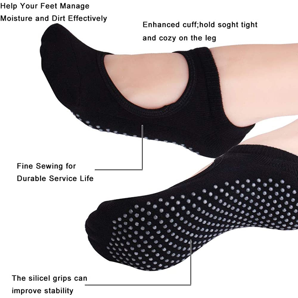 バックレスノンスリップフィットネスピラティスソックス綿女性ス - Pilates Yoga Grip Socks のレビューと価格