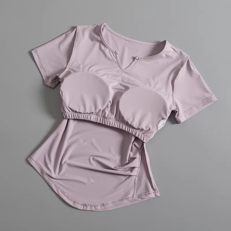 レディースヨガトップス 胸パッド付き 夏用ピラティス トレー - Pilates Yoga Wrap Top のレビューと価格