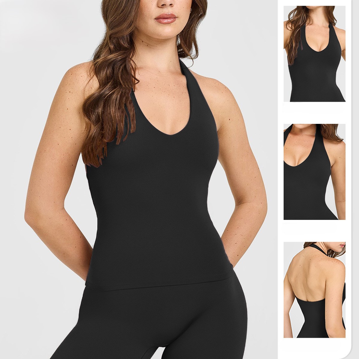 裸のような着心地のホルターネックヨガスポーツブラ、オープンバ - Pilates Yoga Wrap Top のレビューと価格
