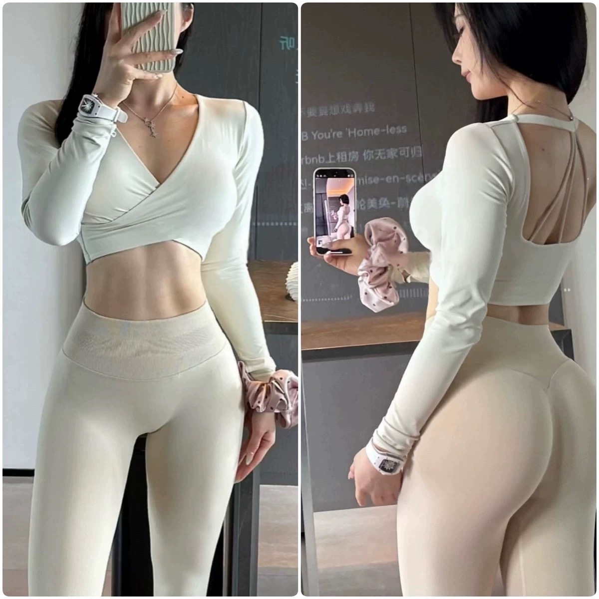 長袖ヨガスポーツフィットネススリムフィットショート長袖ピラテ - Pilates Yoga Wrap Top のレビューと価格