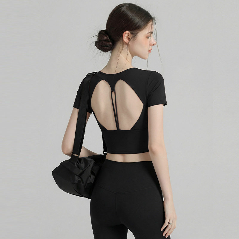 女性用ピラティストレーニングフィットネスチェストクッションヨ - Pilates Yoga Wrap Top のレビューと価格