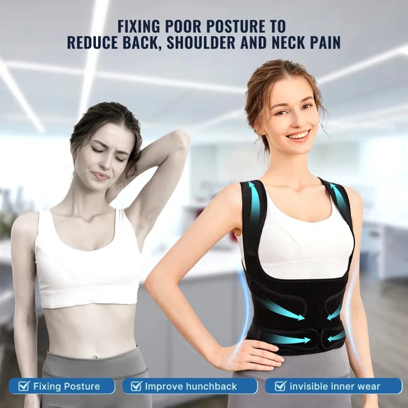 男性と女性のための背筋矯正ベルト、上部、下部、首、肩、脊椎の - Posture Pole Corrector のレビューと価格