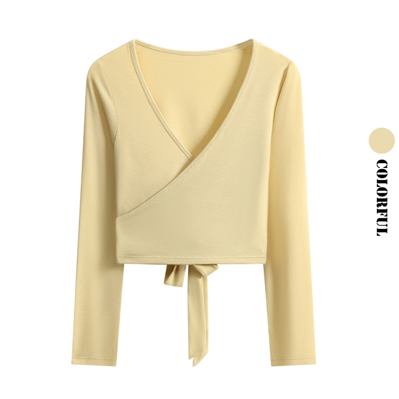 DRUR 長袖ラップヨガトップ バックタイ付き スリムフィッ - Pilates Yoga Wrap Top のレビューと価格