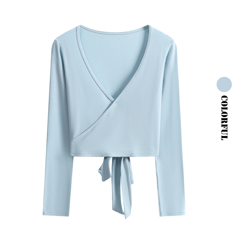 DRUR 長袖ラップヨガトップ バックタイ付き スリムフィッ - Pilates Yoga Wrap Top のレビューと価格
