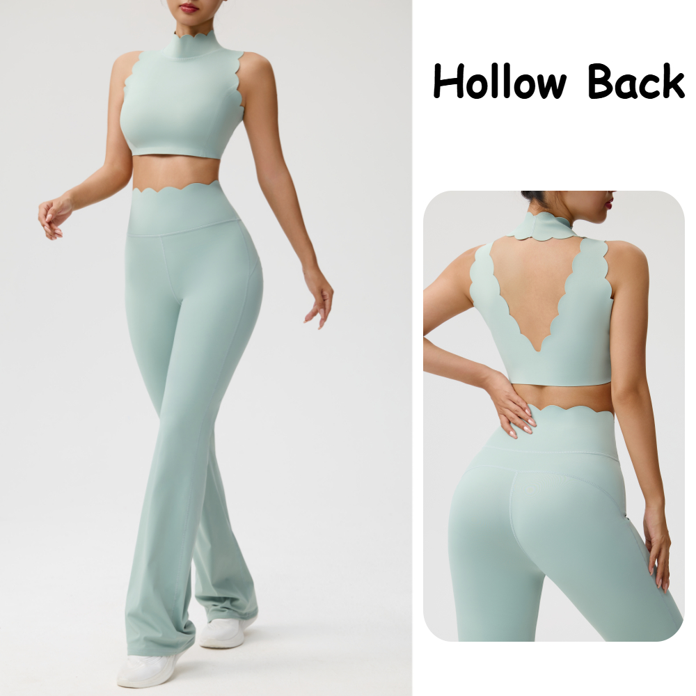 女性用ヨガセット 耐衝撃ブラ＆ハイウエストヒップアップフレア - Pilates In Yoga Pants のレビューと価格